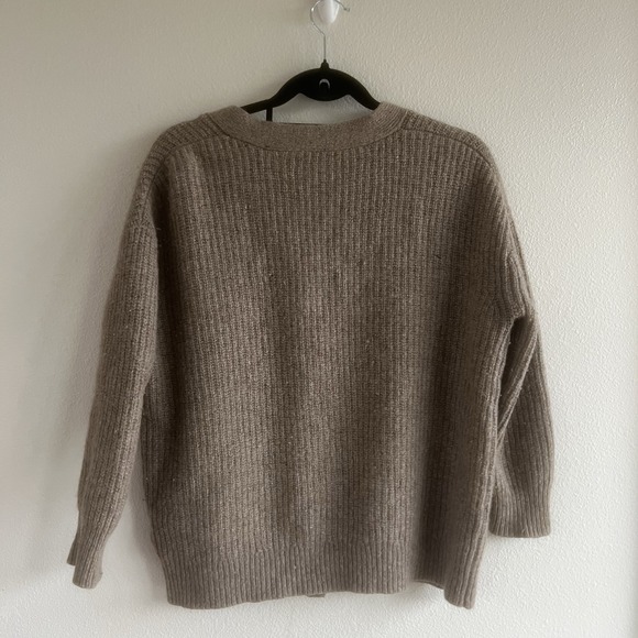 Jenni Kayne Cropped Cashmere Cocoon Cardigan in brown XS Extra Small FLAWED - Picture 3 of 7